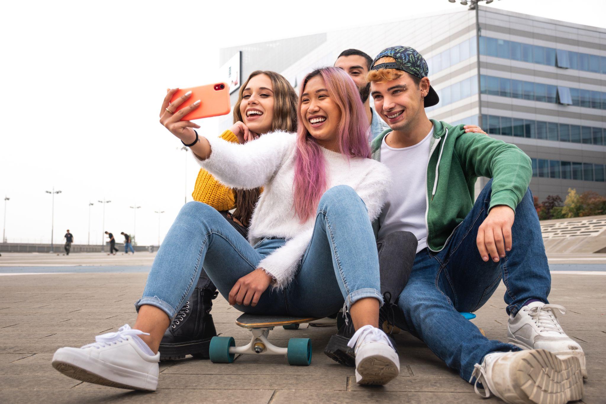 Group of young adults taking a selfie