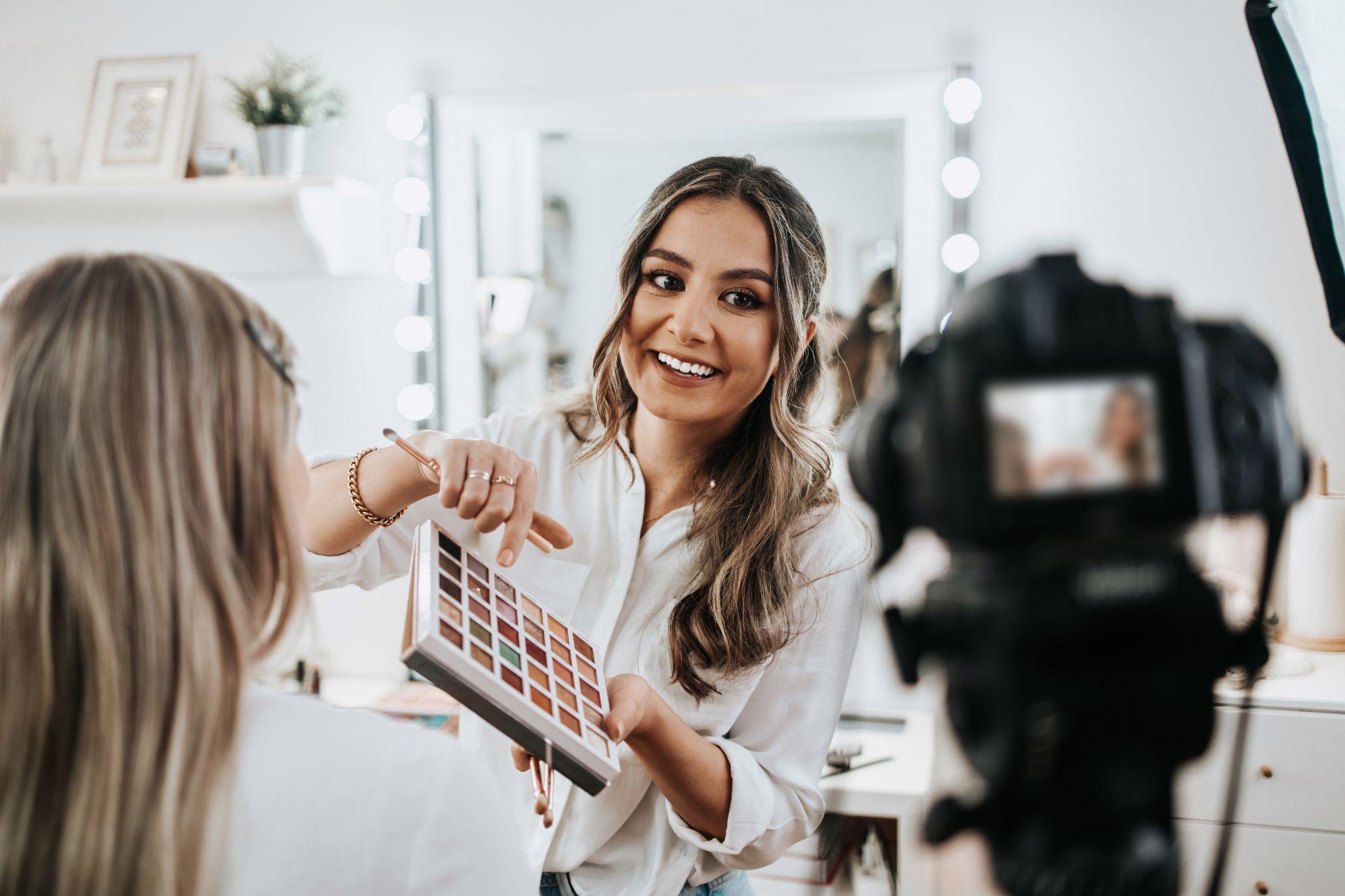 Makeup brand owner giving a tutorial