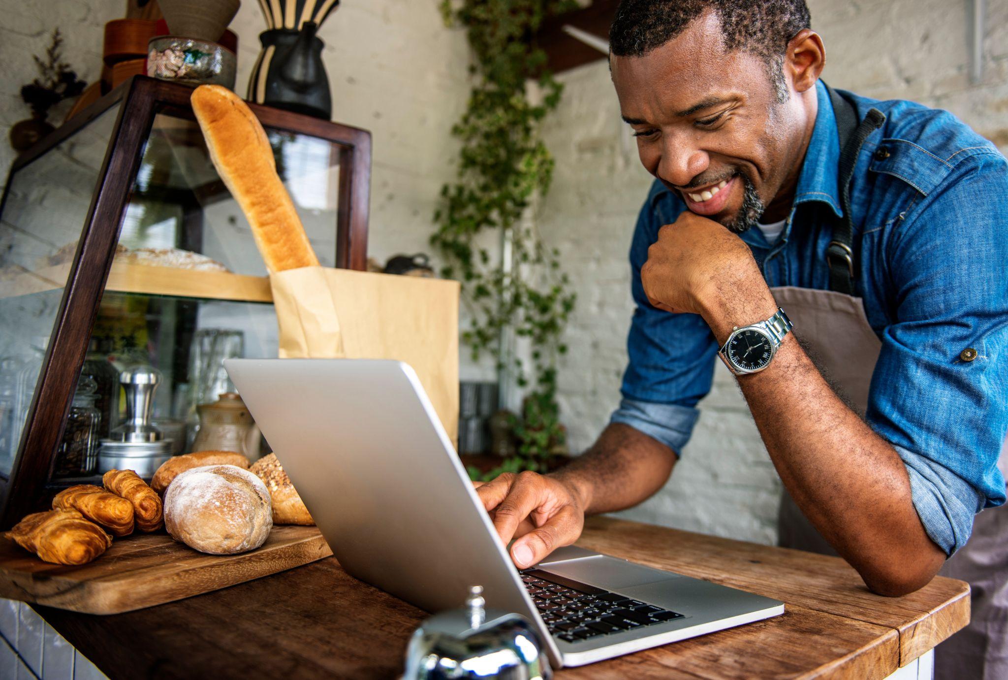 Business owner setting up a GMB profile 