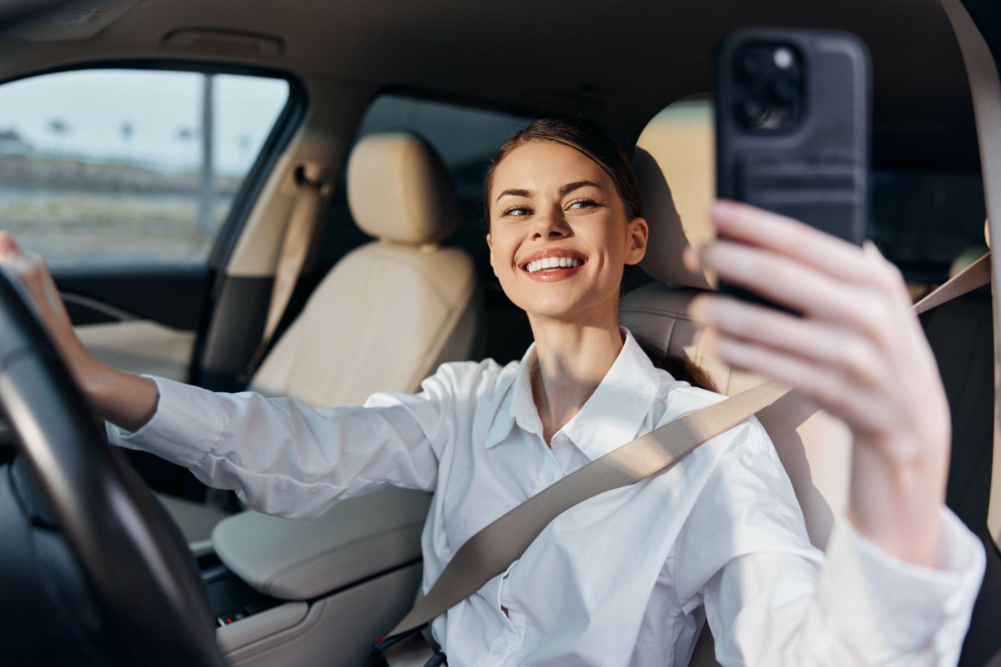 Female influencer creating a car promo