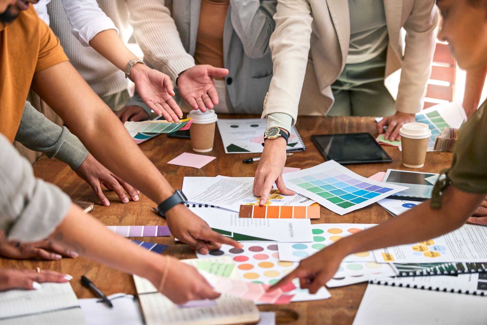Ad agency working on brand colors and design