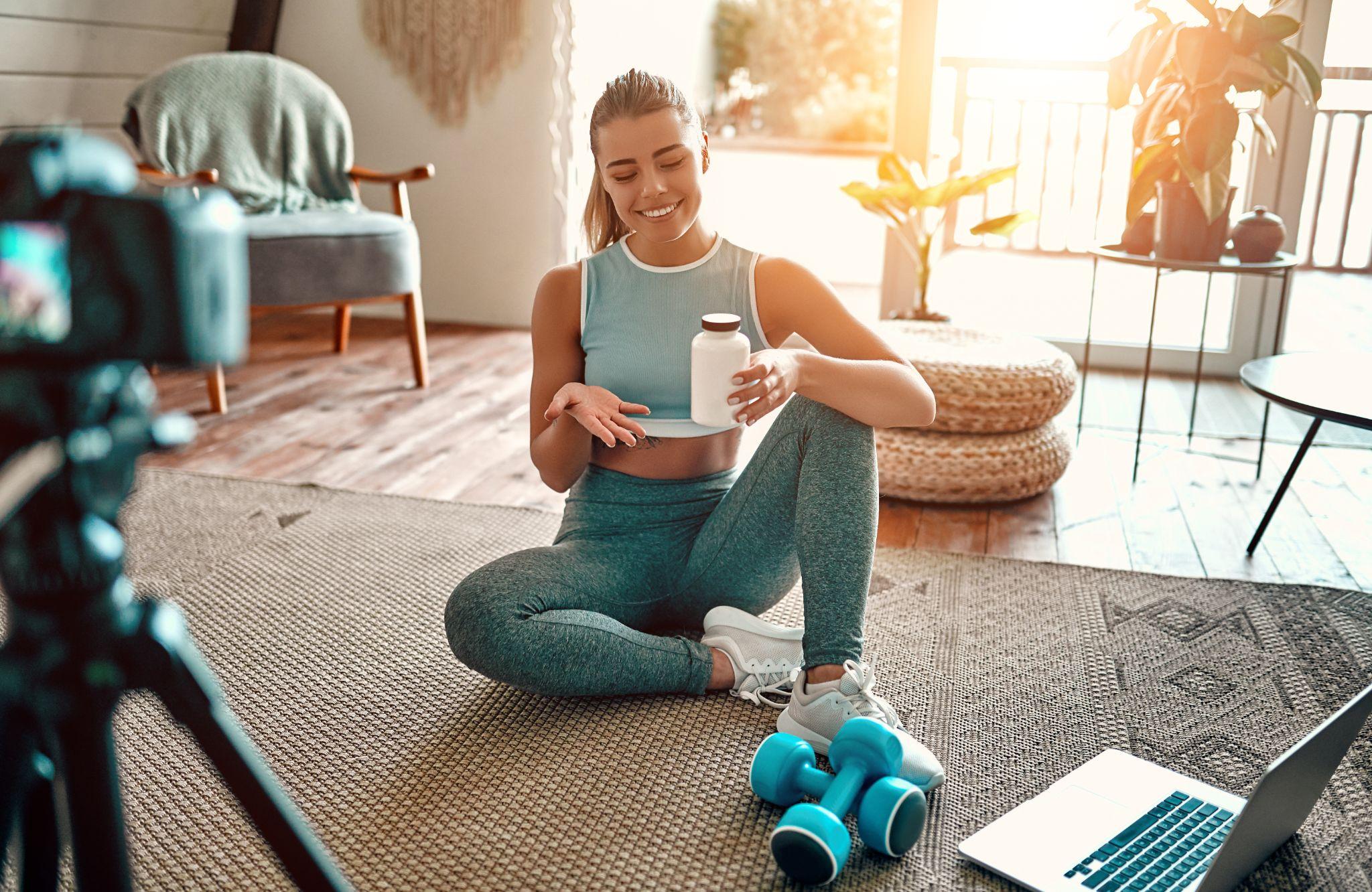 Influencer marketing a supplement brand in a video