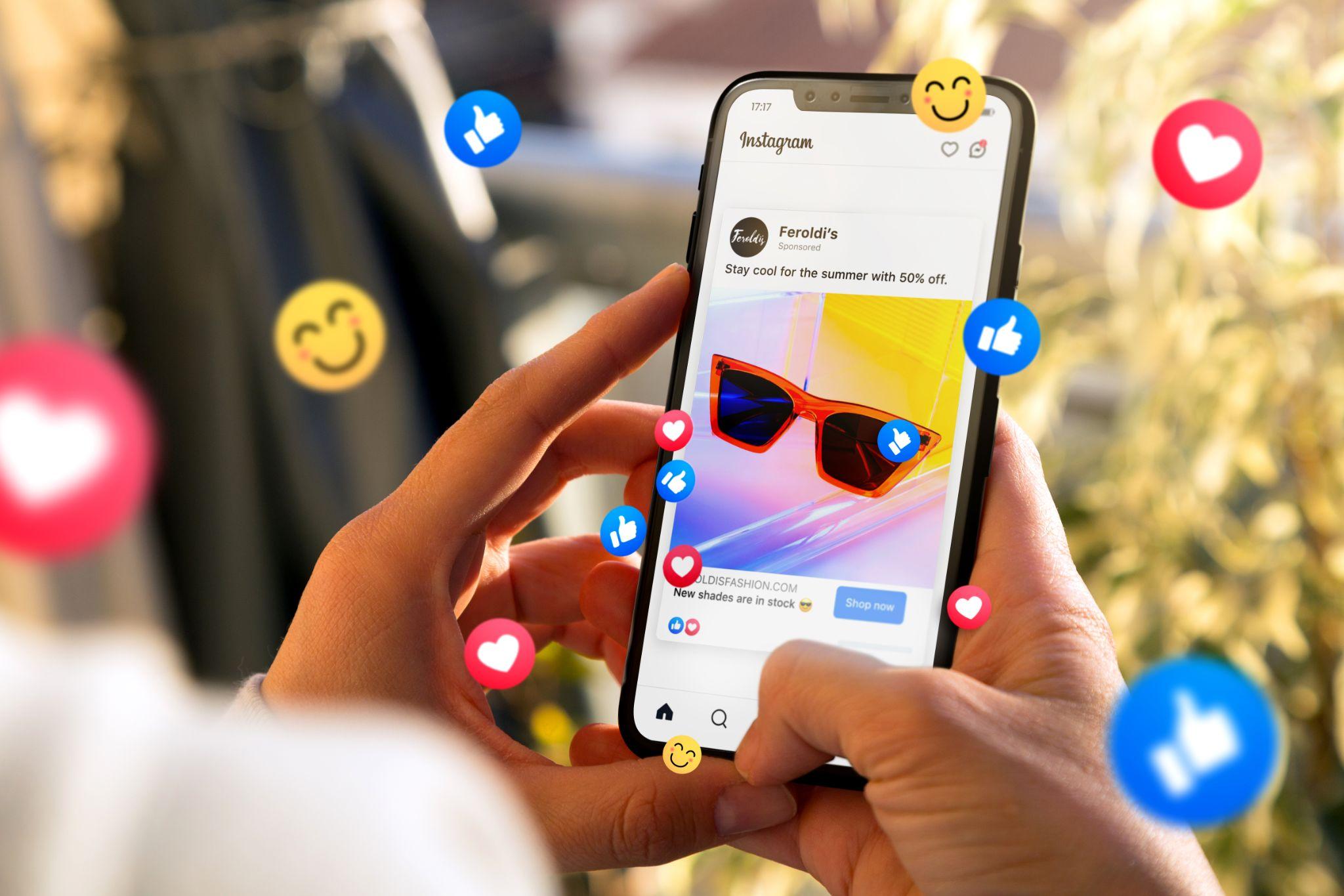 Sunglasses for sale advertisement on Instagram